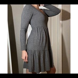 Gray Wild Fable Tiered Long Sleeved Babydoll Dress